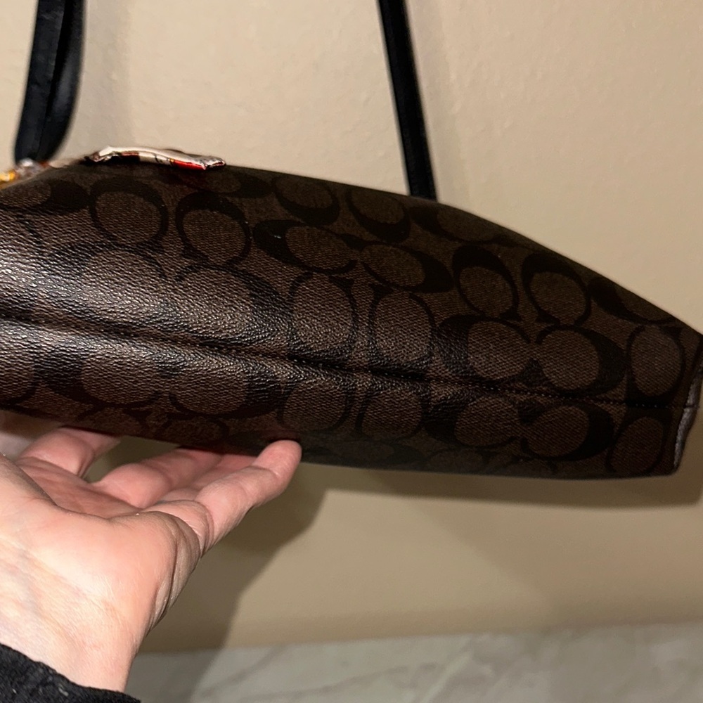 Coach Dark Brown/black Crossbody Bag with Gold Accents. - Picture 9 of 11
